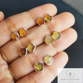 Raw Yellow Citrine Earrings, Citrine Stud Earrings, November Birthstone Earrings, Rough Crystal Earrings, Raw Stone Earrings, Citrine Studs